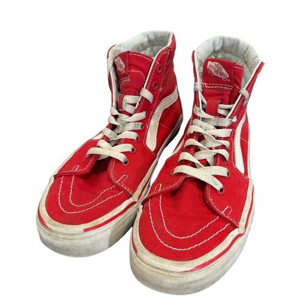 Vans Off The Wall Unisex Hi Top Red/White Skateboarding Racing Sneaker 7M 8.5W - Picture 4 of 14
